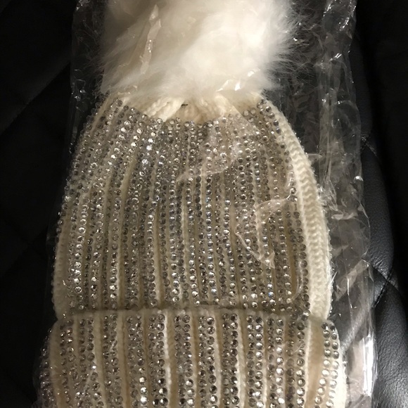Fur Pompon Hats  Women Hat Bright Diamond Winter - Picture 4 of 4